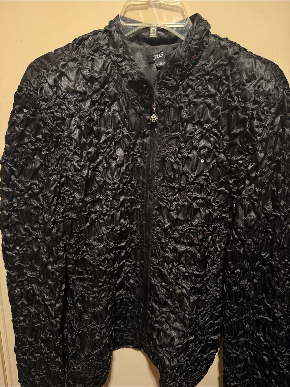 JBS Black Textured Zip-Front Jacket
